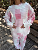 Load image into Gallery viewer, Margo Quilted Patchwork Crewneck Sweatshirt: Sunkissed Coconut
