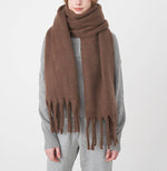 Load image into Gallery viewer, Chocolate Tassel Mohair Scarf
