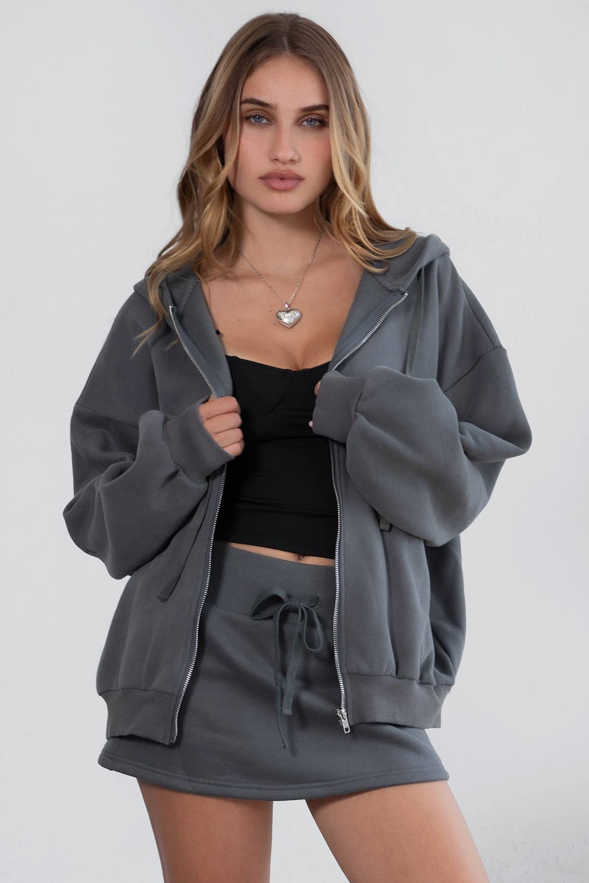 University Oversized Zip Up Hoodie