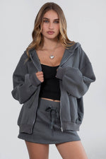 Load image into Gallery viewer, University Oversized Zip Up Hoodie
