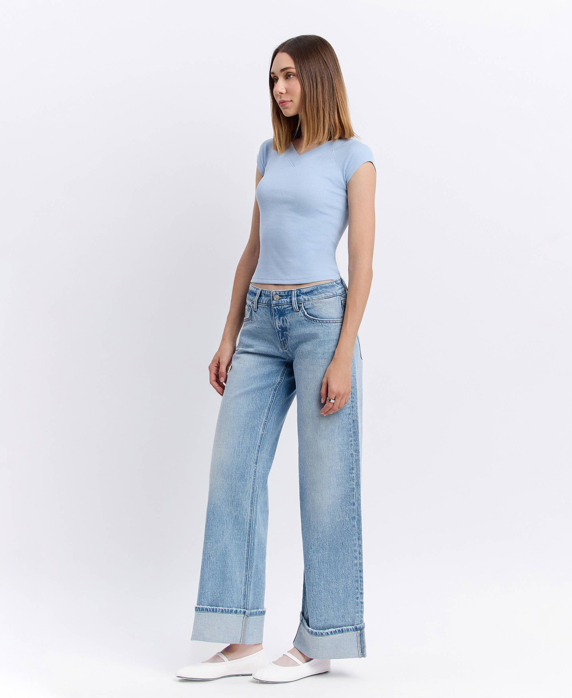 London Low Rise Cuffed Baggy Denim - Vervet