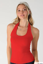 Load image into Gallery viewer, Petal Halter Cami - Red
