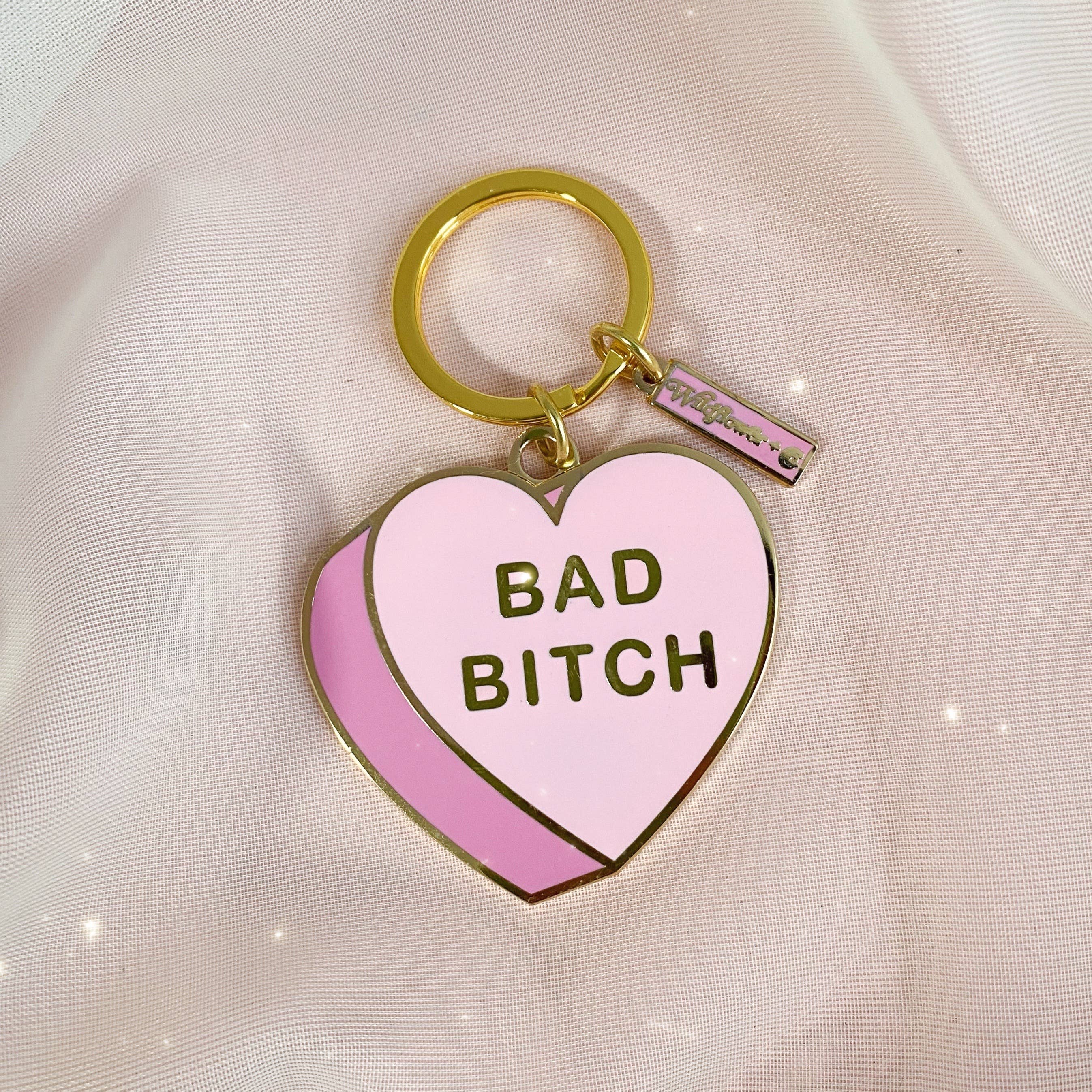Bad Bitch Heart Candy Enamel Keychain
