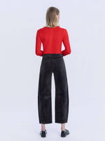 Load image into Gallery viewer, High Rise Dark Gray Corduroy Barrel Jean - Vervet
