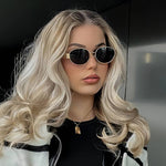 Load image into Gallery viewer, Laila Oval Sunglasses - Black &amp; Gold
