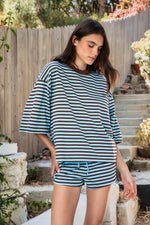Load image into Gallery viewer, Marlowe Tee: Chocolate &amp; Blue
