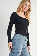 Load image into Gallery viewer, Cara Knit Top - Black
