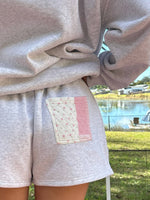Load image into Gallery viewer, Grey Margo Quilted Patchwork Shorts: Sunkissed Coconut
