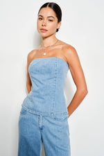 Load image into Gallery viewer, Ivette Denim Bustier Top
