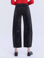 Load image into Gallery viewer, High Rise Dark Gray Corduroy Barrel Jean - Vervet
