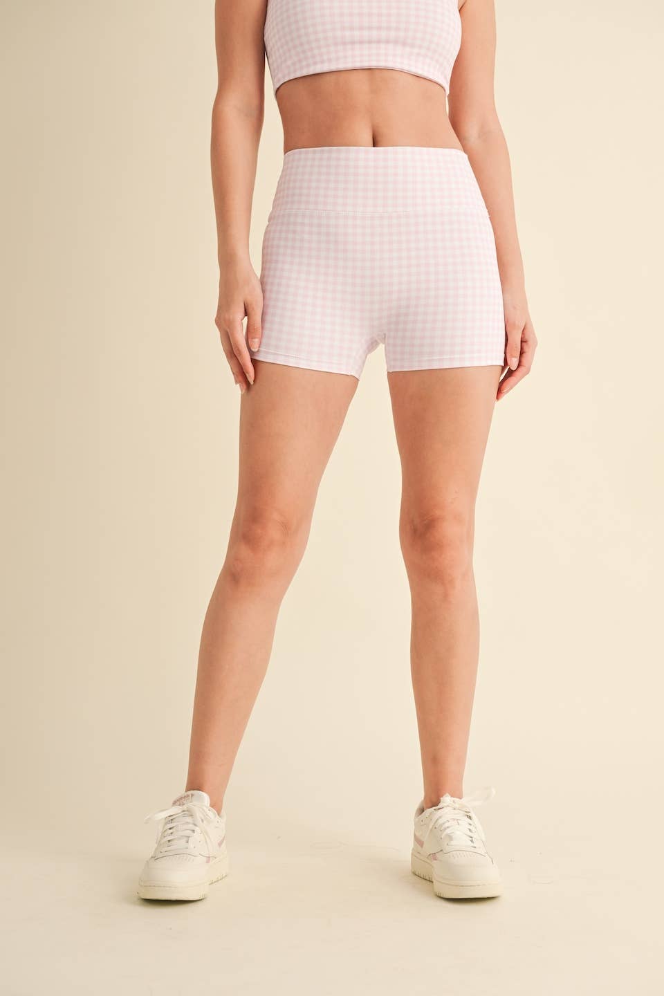 Blush Gingham Biker Short