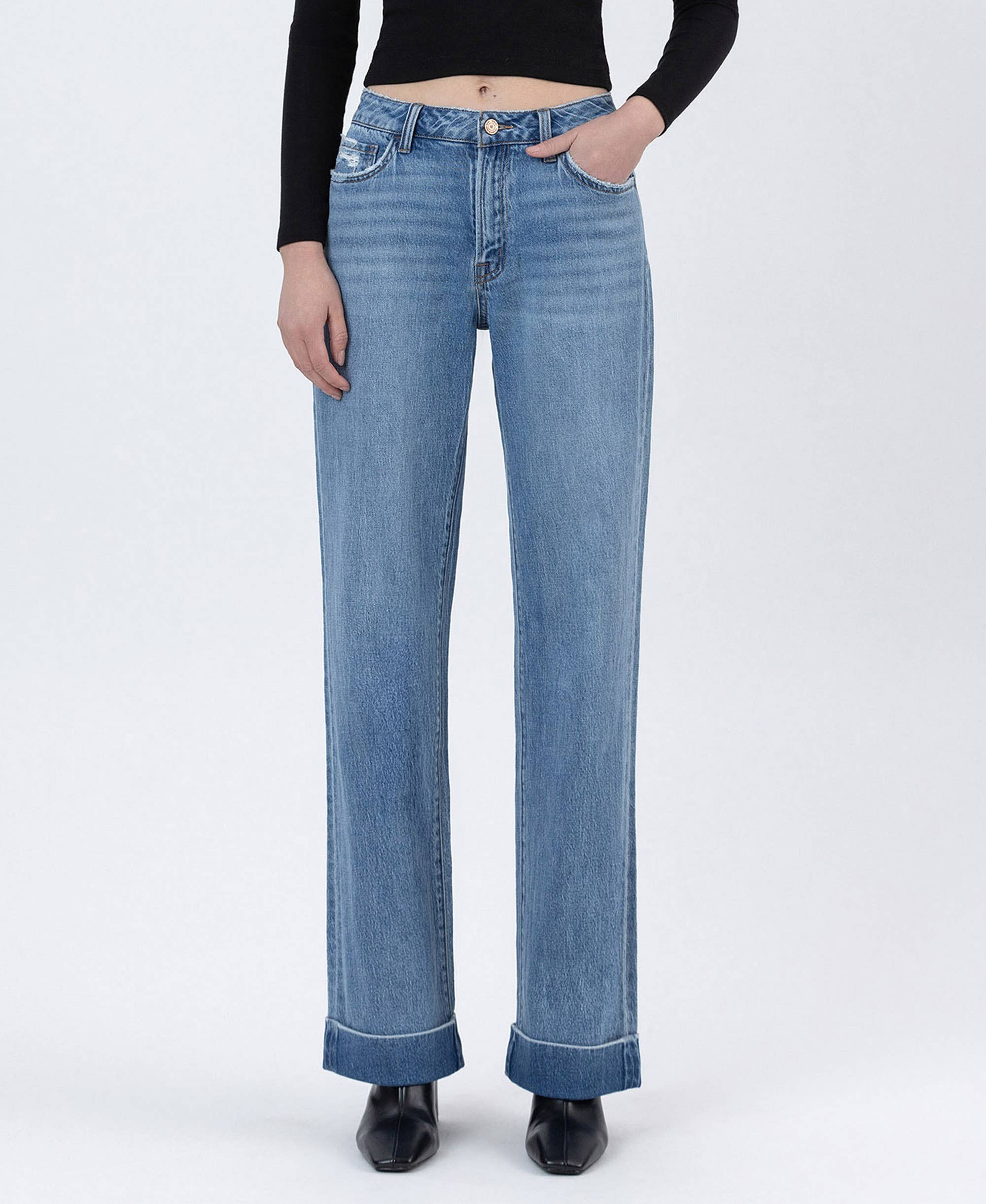 Cuffed Baggy Wide Leg - Medium Dark - Vervet