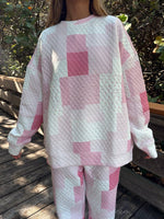 Load image into Gallery viewer, Margo Quilted Patchwork Crewneck Sweatshirt: Sunkissed Coconut
