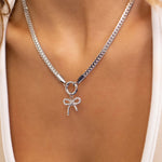 Load image into Gallery viewer, Sparkle Bow Charm - Silver
