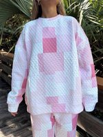 Load image into Gallery viewer, Margo Quilted Patchwork Crewneck Sweatshirt: Sunkissed Coconut
