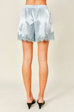 Load image into Gallery viewer, Evening Lace Trim Shorts: Lt Blue
