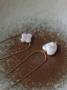 Freshwater Pearl Clover, Heart Necklace