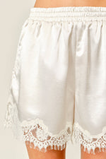 Load image into Gallery viewer, Evening Lace Trim Shorts: Champagne
