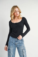 Load image into Gallery viewer, Cara Knit Top - Black
