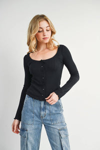 Cara Knit Top - Black