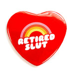 Load image into Gallery viewer, Retired Slut Heart Shaped Pinback Button
