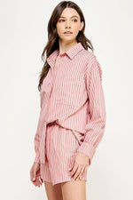 Load image into Gallery viewer, Oversized Striped Shirt - Rose Pink Multi
