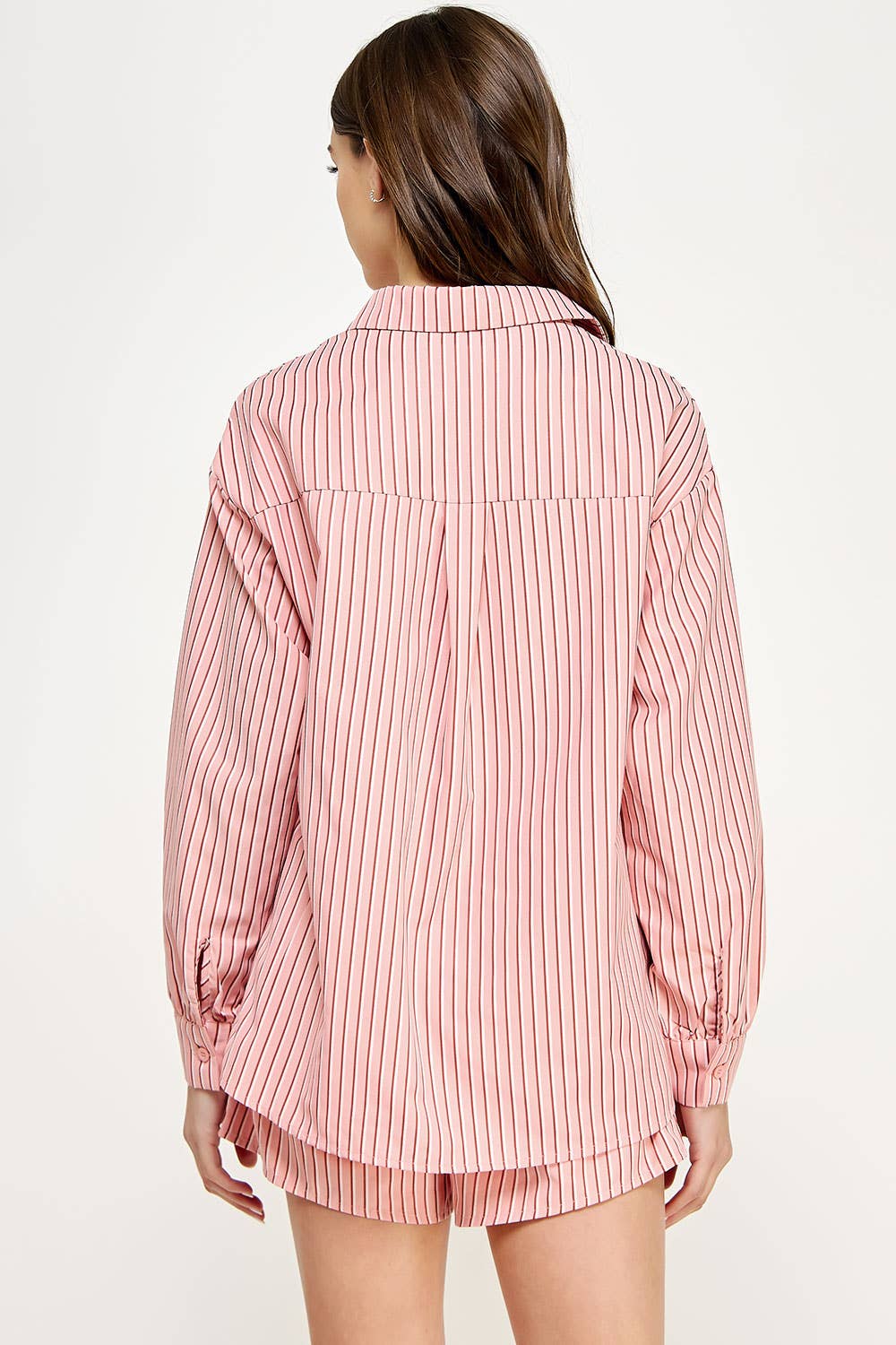 Oversized Striped Shirt - Rose Pink Multi