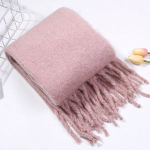 Pink Tassel Mohair Scarf