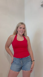 Load and play video in Gallery viewer, Petal Halter Cami - Red
