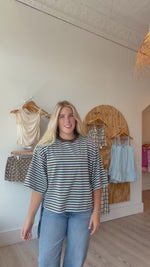 Load and play video in Gallery viewer, Marlowe Tee: Chocolate &amp; Blue
